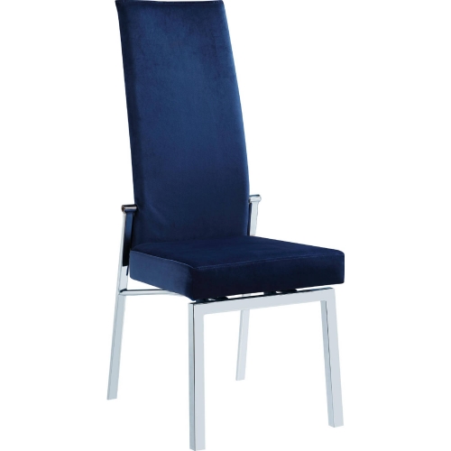 Anabel Motion Back Dining Chair in Blue Velvet & Chrome (Set of 2)